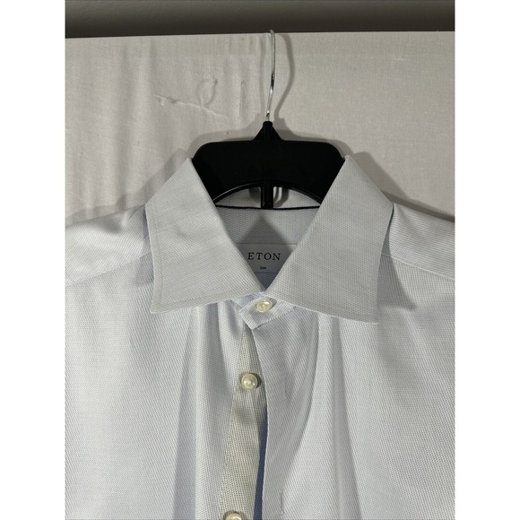 NEW Eton [ 16 41 ] Slim Fit Printed‎ Dress Shirt in Light Blue - Picture 3 of 12